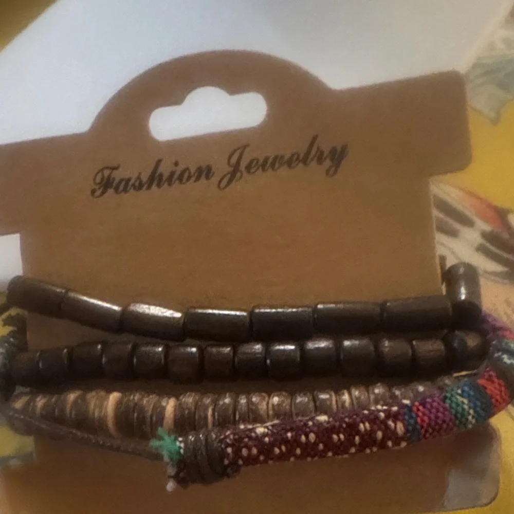 Fashion Jewelry Brown Multi-Strand Beaded & Woven Bracelet Set